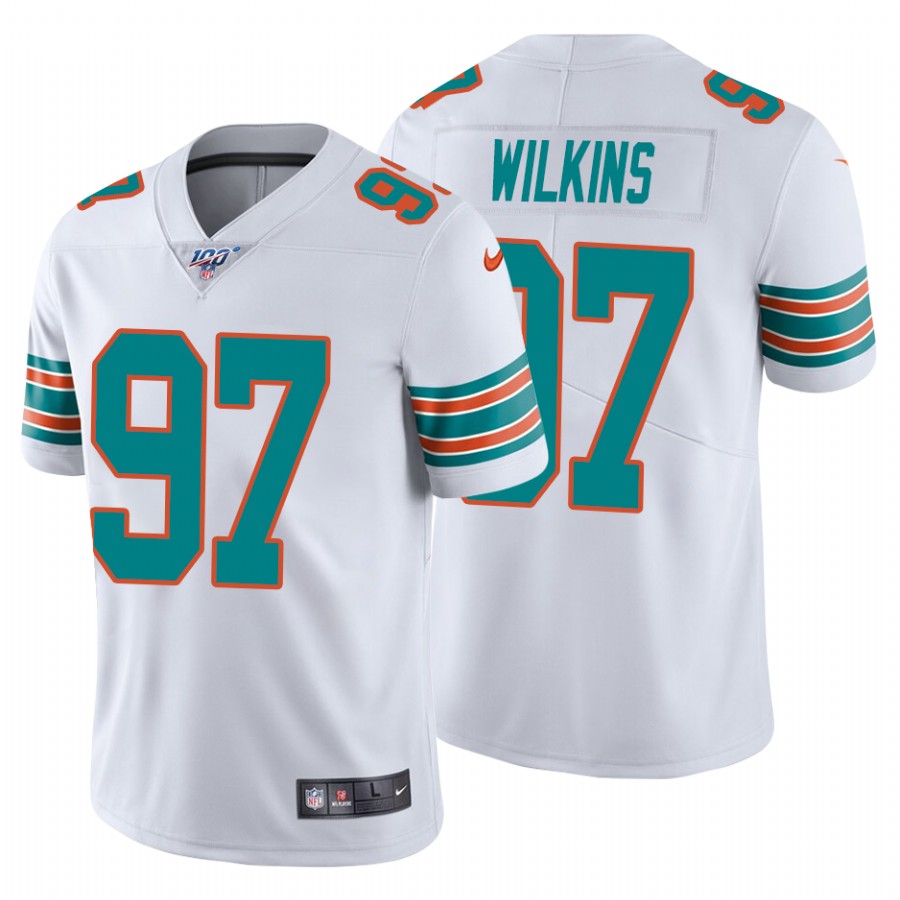 Nike Miami Dolphins 97 Christian Wilkins White Alternate Men Stitched NFL 100th Season Vapor Untouchable Limited Jersey